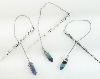Wand Magic Magical Enchanted Pendulum Fluorite Dowsing Hand Crafted Magick Witch Pagan Wiccan Wicca Craft Spell Altar Tool