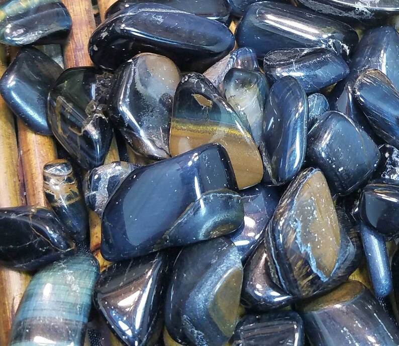 Blue Tigers Eye Crystal Gemstone Tumbled Stone Chakra Polished Etsy