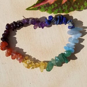 7 Chakra Crystal Chakra Pulsera Piedra preciosa semipreciosa Apilable Yoga Curación Piedra natural Reiki Cristal cargado Metafísico imagen 7