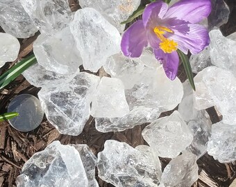 Shimmering Clear Quartz Raw Rough Gemstone Stone Tumbling Rainbow Crystal Healing Protection Chakra Metaphysical Wiccan Pagan Reiki Shaman