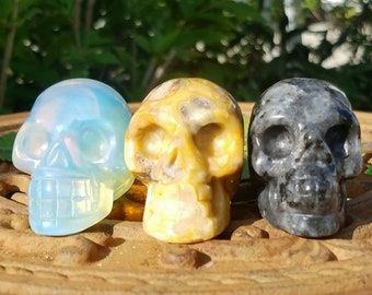 Crystal Skull Crazy Lace Agate Indigo Gabbro Opalite Hand Carved Statue Fantasy Home Decor Metaphysical Crystal Reiki Healing