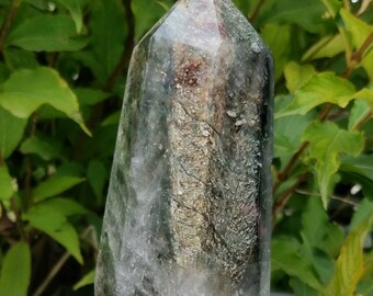EPIC Scenic Green Quartz Shamanic Dream Stone Lodolite Garden Crystal Chlorite Lodalite Polished Terminated Point Reiki Healing Tower Wand