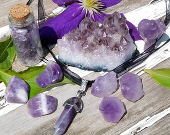 Amethyst African Dream Quartz Raw Gemstone Freeform Chunk Metaphysical Decor Feng Shui Third Eye Crown Chakra Protection Stone Wicca Altar