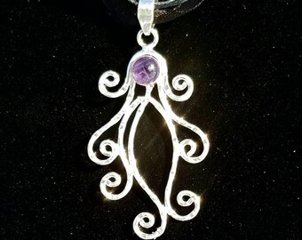 Amethyst Pendant Necklace Bali Sterling Silver Crystal Quartz Gemstone Spiritual Christian Natural Reiki Chakra Energy Gift