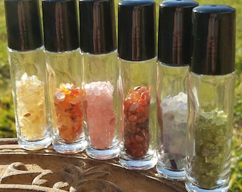 Roller Bottle Select Your Favorite Gemstone Chip Essential Oil Perfume Gift No Hole Undrilled Jewelry Gem Chakra Yoga Altar Pagan Jar Grid