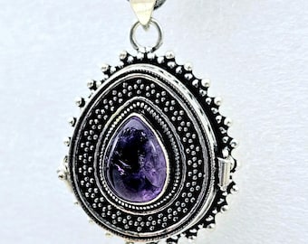Opal Poison Pendant Necklace Bali Sterling Silver Handcrafted Vial Locket Herbs Urn Prayer Crystal Jewelry Gemstone Chakra Occult Reiki