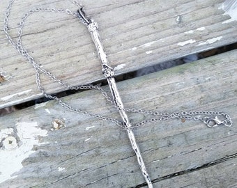 Silver Magical Enchanted Wand  Necklace Pendant Hand Crafted Magick Witch Pagan Wiccan Wicca Craft Spell Altar Tool