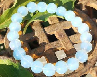 Abundance Bracelet 10mm Thick Opalite Handcrafted Gemstone Crystal Healing Reiki Metaphysical Handmade Abundance Money Handmade