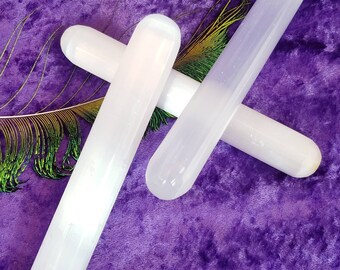 Large White Selenite Gemstone Massage Wand Cleansing Clearing Charging Chakra Crystal Healing Reiki Metaphysical Moon