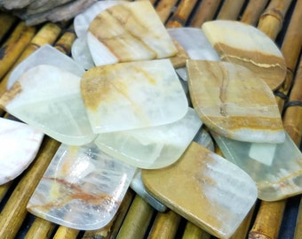 2 Worry Stone Banded Onyx Palm Stone Thumb Indentation Stone Smooth Polished Gemstone Anxiety Stress Relief Fidget Spinner Replacement Gift