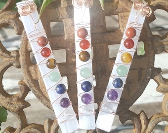 Crystal Chakra Selenite Wand Stick Charging Crystal Altar Clearing Heal Cleansing Salt Yoga Decor Meditation Metaphysical Meaning Natural