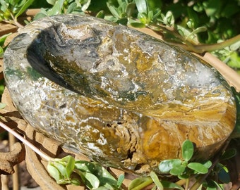 Large Natural Ocean Jasper Crystal Bowl Plate Offering Smudge Altar Incense Natural Atlantis Stone Gemstone Chakra Sea Goddess Reiki Heal
