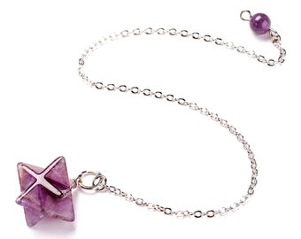 Merkaba Star Pendulum Amethyst Crystal Dowsing Hand Crafted Magick Witch Pagan Wiccan Wicca Craft Spell Altar Tool Witchy Crystals
