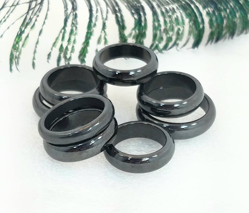 Healing Therapy Hematite Ring Crystal Stone Gemstone Etsy