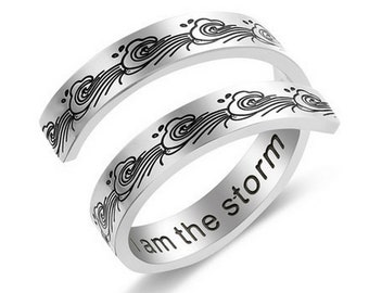 I am the Storm Stainless Steel Silver Ring Goddess Metal of Protection Reiki Healing Hypoallergenic Inspiration Empower Strength Gift