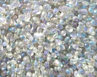 Angel Aura Moonstone Gemstone Chips Medium Nugget No Hole Undrilled For Bottle Jewelry Making Gem Chakra Meditation Yoga Altar Pagan