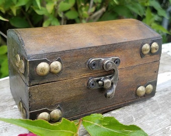 Wooden Treasure Chest Stash Box Altar Gift Crystal Wicca Wiccan Pagan Witch Pirate Storage Incense Jewelry Stand Sphere Raw Gemstone Garden