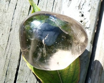 Smoky Quartz Palm Stone Rainbow Portal Healing Crystal Stone Reiki Chakra Wicca Witch Altar Gemstone