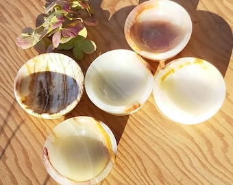 Beautiful Onyx Stone Crystal Bowl Plate Hand Carved Polished Smudging Incense Wiccan Offering Wicca Altar Office Smudge Palo Santo Pagan