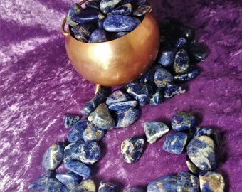Sodalite Gemstone Polished Stone Crystal Tumbled Healing Reiki Charged Energy Work Throat Chakra Grids Cleansed Metaphysical Blue Stone