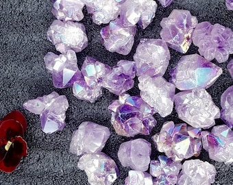 Amethyst Purple Angel Aura Quartz Crystal Cluster Jewelry Making Pendant Bead No Hole Rainbow Flame Wire Wrapping Grid Gridding Manifest