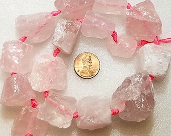 Natural Rose Quartz Raw Gemstone Bead Strand Nugget Stone Raw Crystal Rough Chunks Perfect for Wire Wrapping Pendant Jewelry Making Supplies