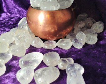 Clear Quartz Crystal Tumbled Stone Healing Large Crown Chakra Reiki Charged Energy Gridding Feng Shui Wicca Altar Pagan Metaphysical