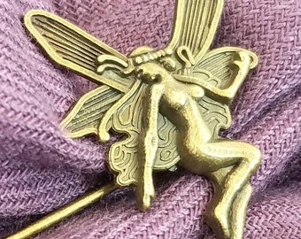 Fairy Goddess Brooch Pin Celtic Knot Pin Shawl Cloak Pin Scarf Kilt Fae Bronze Vintage Viking Wicca Pagan Medieval Renfair Costume Wedding