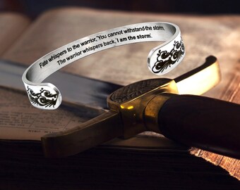 Warrior I am the Storm Cuff Bangle Bracelet Stainless Steel Inspiration Inspire Quote Yoga Meditation Spiritual Jewelry Stackable