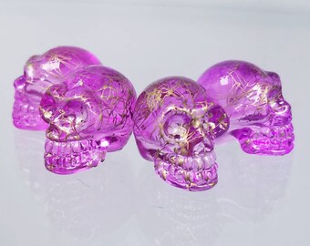 Purple Glass Skull Carved Chakra Healing Talisman Totem Reiki Infused Chakra Altar Meditation Yoga Witch Wicca Wiccan Pagan Witchy