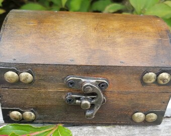 Wooden Treasure Chest Stash Box Altar Craft Gift Crystal Pirate Storage Incense Jewelry