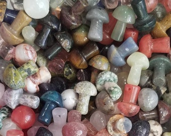 Mini Mushroom Carved Stone Crystal Healing Altar Fairy Garden Reiki Infused Wicca Chakra Witch Fairy Garden Decor Magic