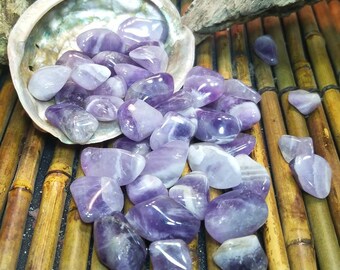 Amethyst Crystal Gemstone Tumbled Stone Grid Sacred Geometry Chakra Polished Reiki Charged Healing Metaphysic Wicca Grids Protection
