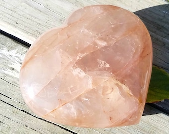 XLarge Exquisite Rose Quartz Heart Crystal Hand Carved Heart Chakra Metaphysical Motherly Comfort Stone of Love Lovers Gift Altar Garden