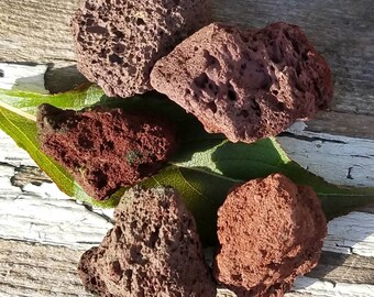 3 pcs Natural Rough Lava Raw Gemstone Red Diffuser Aromatherapy Essential Oil Healing Stone Chakra Reiki Altar Witch Wicca Magick Crystal