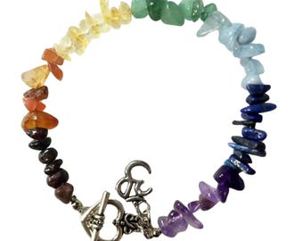 Chakra Ohm Charm Bracelet Healing Gemstone Balance Alignment Crystal Meditation Silver Yoga Metaphysical Meaning Reiki Infused Pride Rainbow