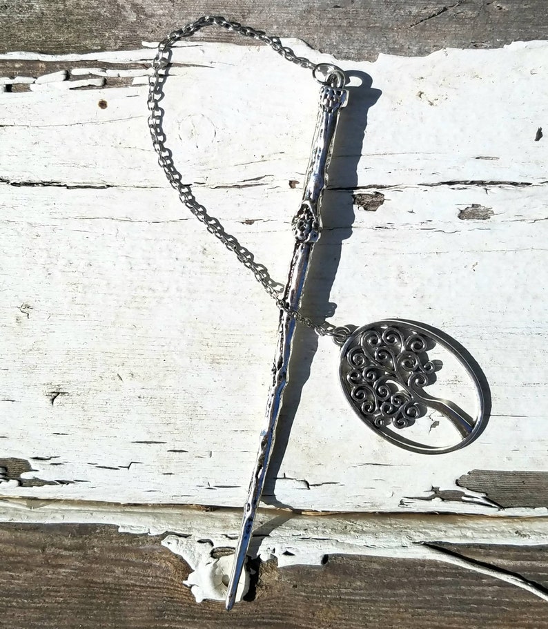 Wand Magic Magical Enchanted Pendulum Tree of Life Dowsing Hand Crafted Magick Witch Pagan Wiccan Wicca Craft Spell Altar Tool image 1