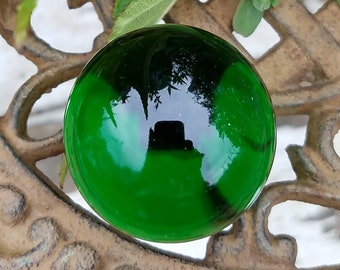 Emerald Green Glass Crystal Ball Wood Stand 40mm Divination Gazing Sphere Scrying Orb Wiccan Pagan Divination Tool Reiki Healing Altar Reiki