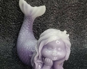 Purple Mermaid Resin Ocean Goddess Statue Figurine Hand Crafted Witchy Wicca Witch Occult Altar Talisman Pagan Decor