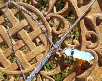 Wand Magic Magical Enchanted Pendulum Opalite Dowsing Hand Crafted Magick Witch Pagan Wiccan Wicca Craft Spell Altar Tool