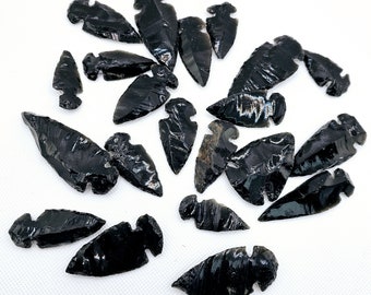 6 Arrowheads Black Obsidian Crystal Hand Carved from Mexico Jewelry Making Witch Wicca Occult Magic Crystal Healing Reiki Viking Jewelry