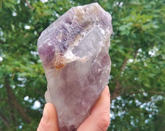 XL Smoky Purple Ametrine Amethyst Citrine Cacoxenite Smoky Quartz Super 7 Seven Mineral Crystal Point Double Terminated DT Mineral Specimen