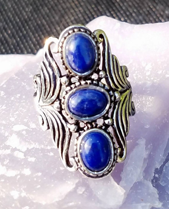 Bali Lapis Lazuli Ring Bali Sterling Silver Third Eye Chakra | Etsy