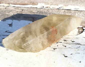 LG Citrine Natural Etched Crystal Rough Raw Wand Double Terminated Portal Manifest Creativity Reiki Prosperity Abundance Healing Fire Energy