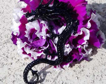 Dragon Ear Cuff Clip On Wrap Earrings For Left Ear Black Reiki Chakra Goddess Energy Witch Wicca Wiccan Occult Pagan Adjustable Goth