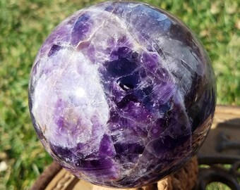 Dream Amethyst Chevron Crystal Ball Rainbow Sphere Witches Orb Reiki Healing Altar Crystal Gemstone Witch Pagan Wiccan Chakra Reiki Healing