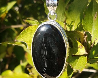 Botswana Banded Agate Pendant Necklace Bali Silver Jewelry Crystal Healing Necklace Reiki Hand Crafted Handmade Wicca Witch Chakra BOHO