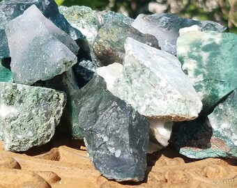 Moss Agate Raw Gemstone Natural Crystal Chunk Nugget Rough Crystalline Specimen Lapidary Decor Reiki Healing Gemstone Dendrite