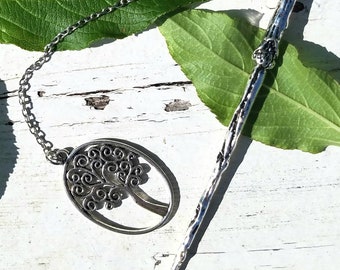 Wand Magic Magical Enchanted Pendulum Tree of Life Dowsing Hand Crafted Magick Witch Pagan Wiccan Wicca Craft Spell Altar Tool