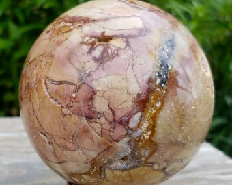 Luscious Large Druzy Ocean Jasper Rare Quartz Inclusions Crystal Ball Sphere 80mm Atlantis Stone wth Stand Water Element Energy Sea Goddess